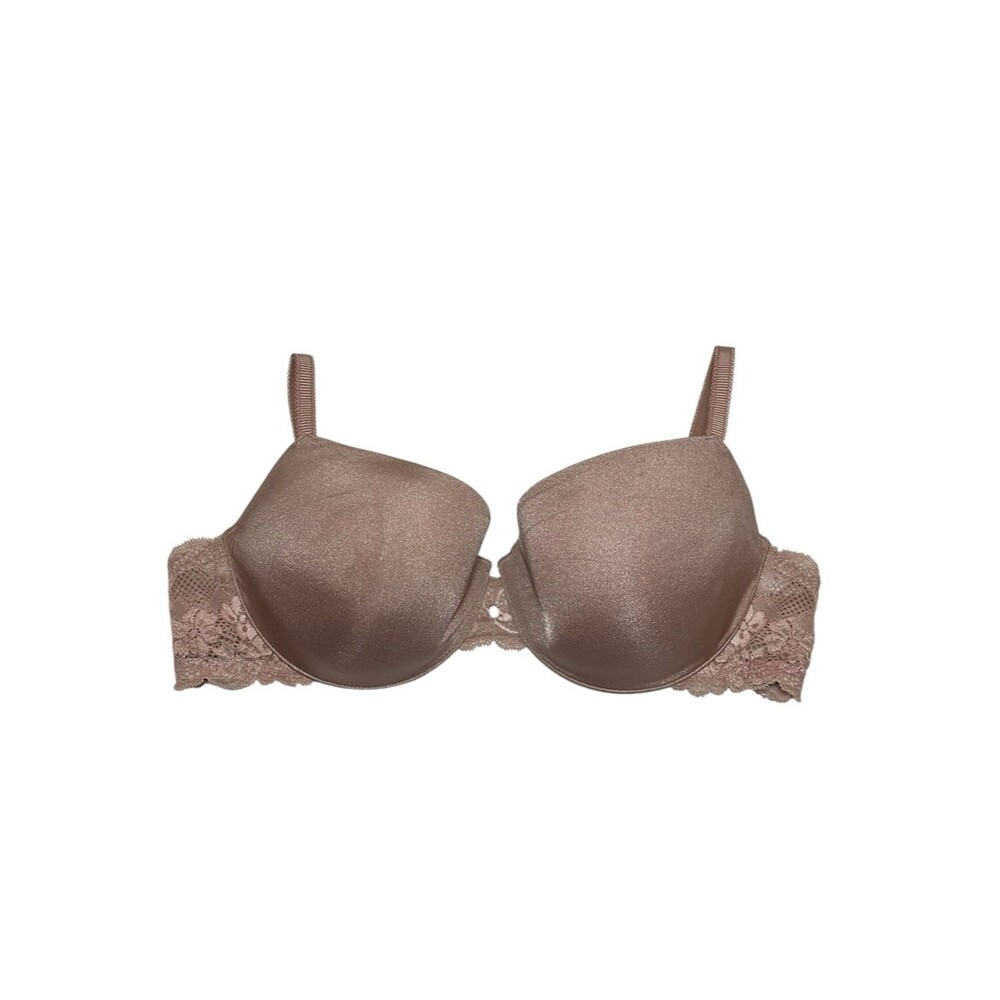 Victoria’s Secret tan lined Demi Lace Trim Underwire Bra 34DD